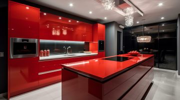 luxury oriental art design kitchen & living area